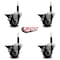 Service Caster 3'' Black Poly Swivel 3/4'' Expanding Stem Caster Set with Brake, 4PK SCC-EX20S314-PPUB-BLK-PLB-34-4 - alternate 3